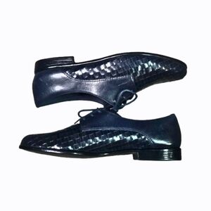 Trotters Blue Woven Leather Oxford Shoes Size 10.5N Comfort Lace Up